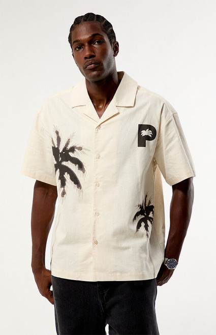 PLAY PALM ANGELS Men's Shadow Palm Camp Shirt - 0181513430001