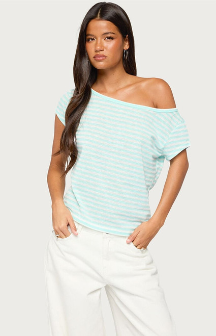 Edikted Women's Chanelle Off-The-Shoulder Striped Top - 0262609690127