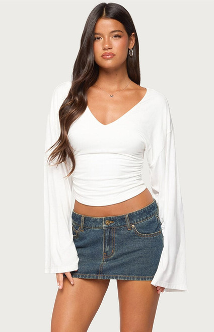 Edikted Women's Bebe Ruched Long Sleeve Top - 0263609690581