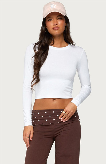 Edikted Women's Zali Cropped Long Sleeve Top - 0261609690027