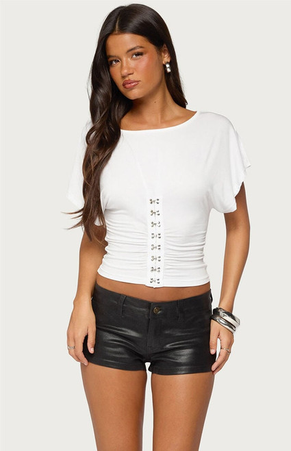 Edikted Women's Fari Hook & Eye Ruched Top - 0263609690613