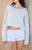 John Galt Women's Light Blue Striped Keira Boxer Shorts - 0842601600314