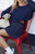 John Galt Women's Navy Wide Neck Sweater - 0796601600056