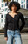 John Galt Women's Black Athelia Pointelle Cardigan - 0704601600273