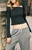 John Galt Women's Green Mayson Off-The-Shoulder Top - 0704601600991