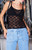 John Galt Women's Black Sheer Lace Cropped Tank Top - 0704601601320