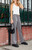 John Galt Women's Silver Pinstripe Low Rise Straight Leg Trousers - 0844601600182
