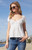 John Galt Women's White & Purple Floral Blair Short Sleeve Top - 0791601600102