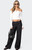 Edikted Women's Lace Trim Striped Low Rise Jeans - 0860609690104