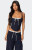 Edikted Women's Pinstripe Peekaboo Drawstring Corset - 0731609690762