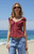 John Galt Women's Burgundy Plaid Elena Top - 0791601600160