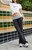 John Galt Women's Black & Silver Priscilla Flare Pants - 0844601600231