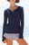 John Galt Women's Blue Athern Ribbed Long Sleeve Top - 0704601600112