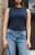 John Galt Women's Blue Polka Dot High Neck Tank Top - 0704601600247