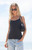 John Galt Women's Black Skylar Waffle Knit Lace Tank Top - 0704601600348