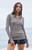John Galt Women's Gray Ribbed Button Long Sleeve Top - 0704601600357