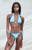 Kulani Kinis Women's Blue Lettuce Edge Tie Side Thong Bikini Bottom - 0825604650174