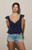 LA Hearts Women's Keyhole Linen Babydoll Top - 0731461580244