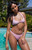 Pacsun Women's Pink Plaid Jade Textured High Cut Bikini Bottom - 0811451180711066