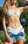 Pacsun Women's Peach Plaid Moira Triangle Bikini Top - 0810451180750030