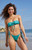 Pacsun Women's Blue Floral Cleo Shine Cinched Bandeau Bikini Top - 0810451180759040