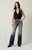Pacsun Women's Jade Low Rise Bootcut Jeans Lace-Up Dark Blue - 0860454210034