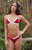 ONEONE Women's Maroon Colorblock Ribbed Kameron Triangle Bikini Top - 0825604620108