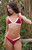 ONEONE Women's Maroon Colorblock Ribbed Jesse High Cut Bikini Bottom - 0825604620109