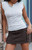 John Galt Women's Silver Short Sleeve Henley Top - 0704601601767