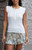 John Galt Women's White Short Sleeve Henley Top - 0704601601768