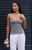 John Galt Women's Gray Tiffany Bow Lettuce Edge Tank Top - 0704601601719