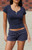 John Galt Women's Blue Striped Zelly Short Sleeve Top - 0704601601689
