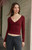 John Galt Women's Burgundy Amara Surplice Long Sleeve Top - 0704601601725