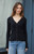 John Galt Women's Black V-Neck Cable Knit Cardigan - 0796601600207