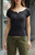 John Galt Women's Black Zelly Short Sleeve Top - 0704601601744