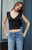 John Galt Women's Black Amara Surplice Tank Top - 0704601601798