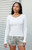 John Galt Women's White V-Neck Long Sleeve Top - 0704601601761