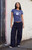 John Galt Women's Navy Striped Low Rise Baggy Trousers - 0844601600298