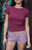 John Galt Women's Burgundy Loreen Short Sleeve Top - 0704601601799