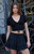 John Galt Women's Black Scalloped Trim Short Sleeve Cardigan - 0796601600233