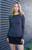 John Galt Women's Black & Gray Leah Striped Long Sleeve Top - 0704601601430