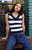 John Galt Women's Striped Blue & White Amira Top - 0704601601822