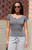 John Galt Women's Gray Short Sleeve Henley Top - 0704601601804