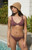 Rhythm Women's Brown Striped Scrunch High Cut Bikini Bottom - 0825483770085