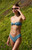 Goldie Women's Striped Textured Frida Bandeau Bikini Top - 0825611990019