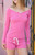 John Galt Women's Pink Henley Long Sleeve Top - 0704601601952