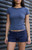John Galt Women's Blue Striped Hailie Short Sleeve Top - 0704601601888