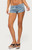 Edikted Women's Pleated Low Rise Denim Micro Shorts - 0266609690130