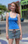 John Galt Women's Electric Blue Beyonca Long Tank Top - 0704601602143