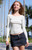 John Galt Women's Silver Long Sleeve Off-The-Shoulder Top - 0704601602233